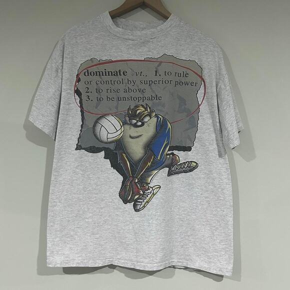 Vintage 1996 Taz Volleyball Dominate Tee Shirt - Picture 1 of 7